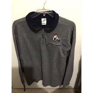 Vintage Warner Bros‎ TAZ Fleece Sweatshirt L 1/4 Zip Pullover Embroidered